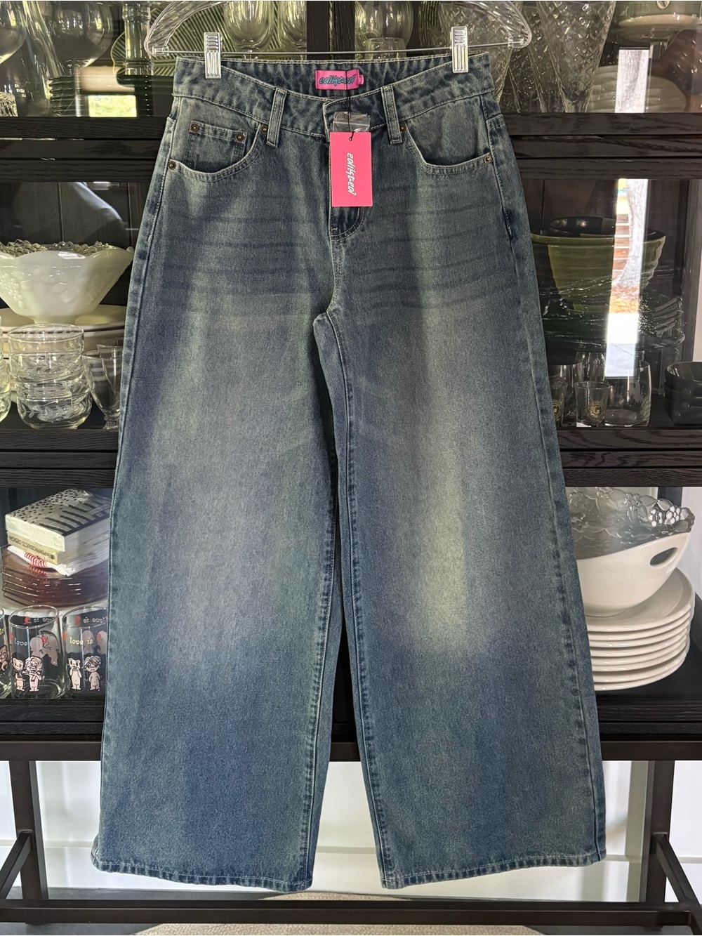 Edikted Wide-Leg Vintage Washed Jeans NWT